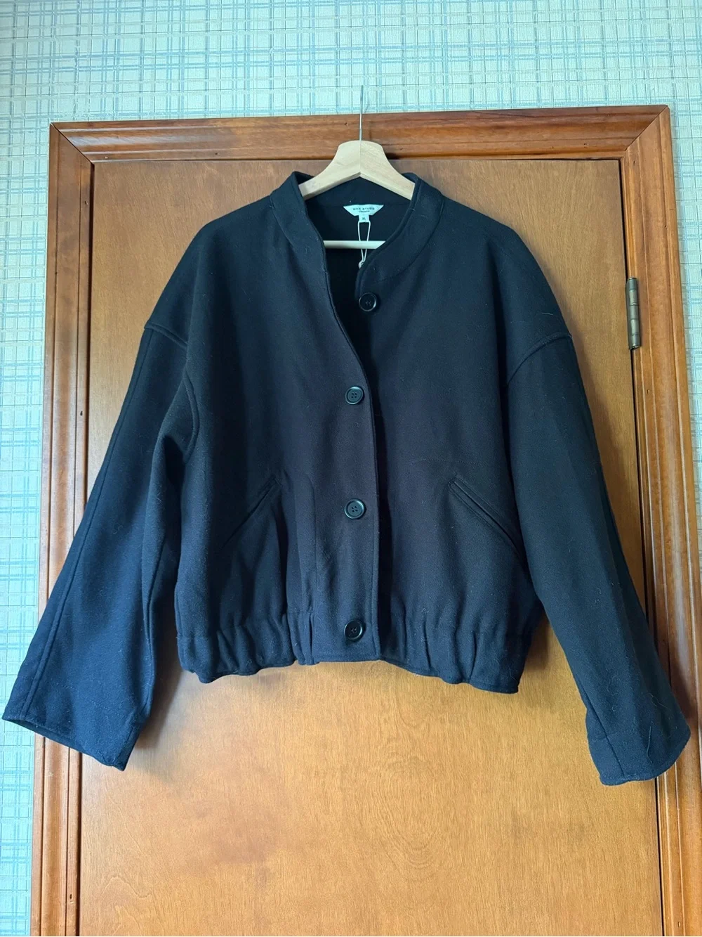 Max Studio Brushed Knit Cropped Bomber Jacket NWT Black XL